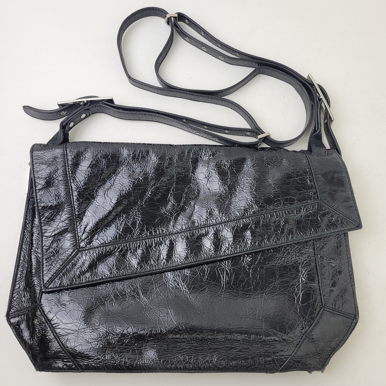 Kooba Patent Leather Crossbody Bag Satchel Y2k Meets 80s Style